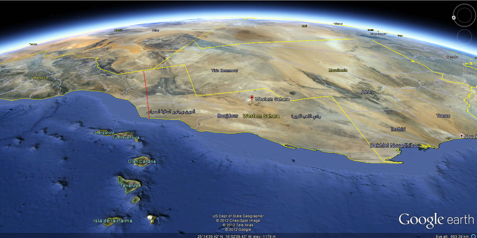 Sahara Occidental terre carte